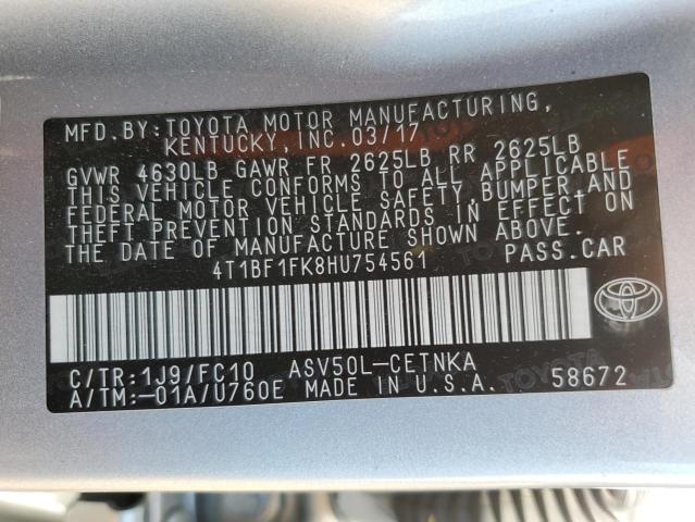 4T1BF1FK8HU754561 - 2017 TOYOTA CAMRY LE SILVER photo 12