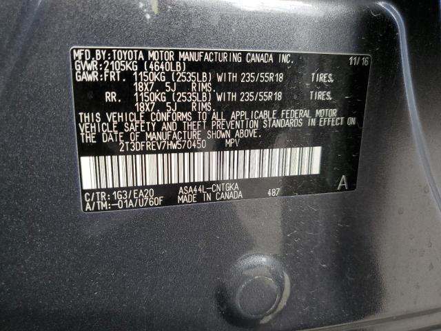 2T3DFREV7HW570450 - 2017 TOYOTA RAV4 LIMITED BLACK photo 13