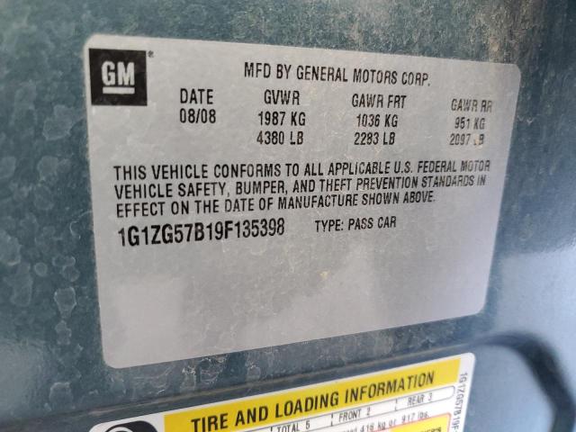 1G1ZG57B19F135398 - 2009 CHEVROLET MALIBU LS TURQUOISE photo 12