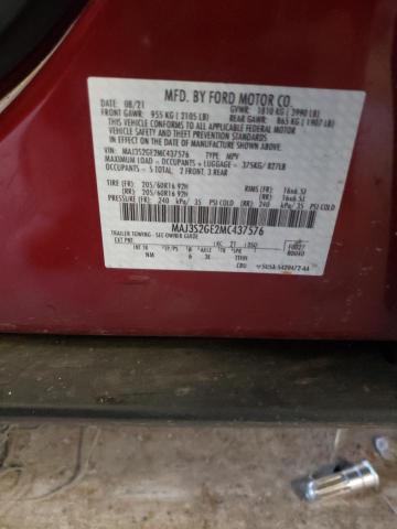 MAJ3S2GE2MC437576 - 2021 FORD ECOSPORT SE BURGUNDY photo 12