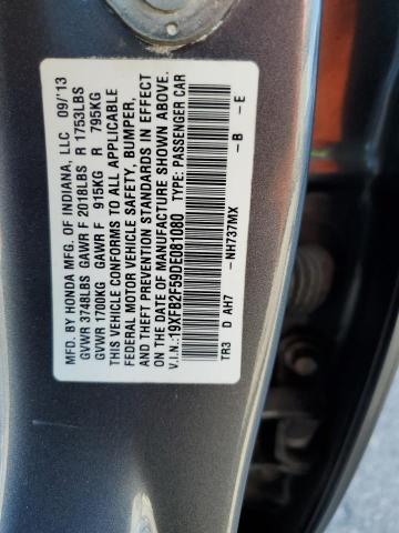 19XFB2F59DE081080 - 2013 HONDA CIVIC LX GRAY photo 12
