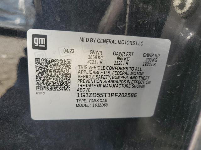 1G1ZD5ST1PF202586 - 2023 CHEVROLET MALIBU LT ნაცრისფერი ფოტო 12