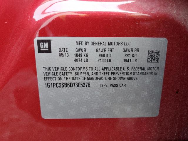 1G1PC5SB6D7305378 - 2013 CHEVROLET CRUZE LT RED photo 13