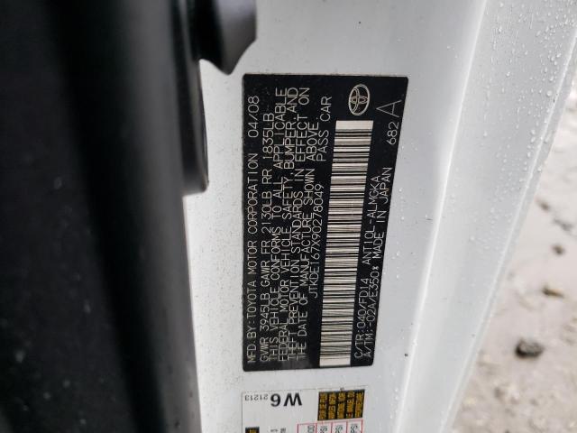 JTKDE167X90278049 - 2009 TOYOTA SCION TC 白色 照片 12