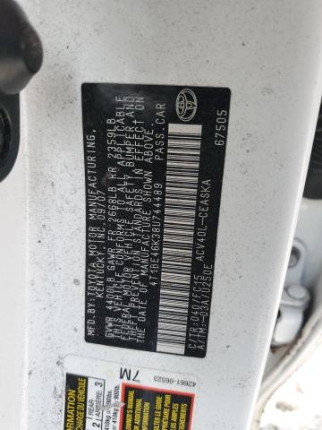 4T1BE46K38U744489 - 2008 TOYOTA CAMRY CE 白色 照片 13