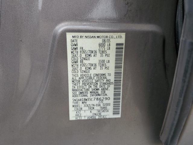 5N1AR18W35C786290 - 2005 NISSAN PATHFINDER LE 灰色 照片 13