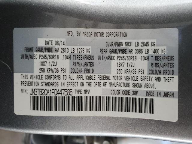 JM3TB2CA1F0447685 - 2015 MAZDA CX-9 TOURING Gümüş foto 13
