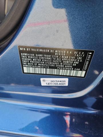 3VW2B7AJ5JM247173 - 2018 VOLKSWAGEN JETTA S 蓝色 照片 12