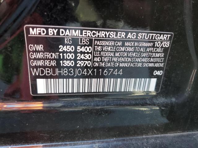 WDBUH83J04X116744 - 2004 MERCEDES-BENZ E 500 4MATIC BLACK photo 13