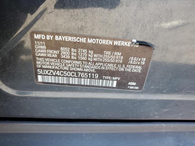 5UXZV4C50CL765119 - 2012 BMW X5 XDRIVE35I GRAY photo 13