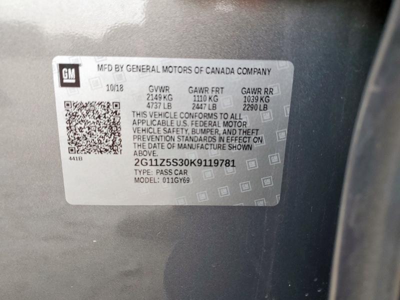 2G11Z5S30K9119781 - 2019 CHEVROLET IMPALA LT Grau Foto 12