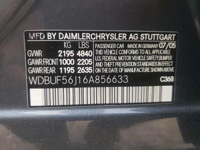 WDBUF56J16A856633 - 2006 MERCEDES-BENZ E350 . 350 GRAY photo 12