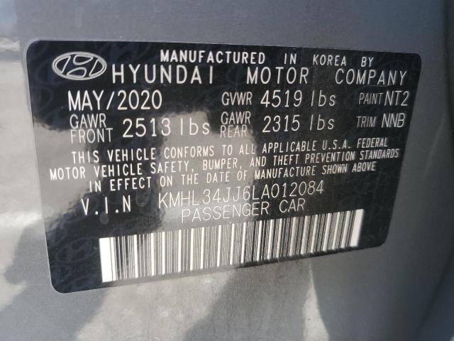 KMHL34JJ6LA012084 - 2020 HYUNDAI SONATA HYBRID GRAY photo 12