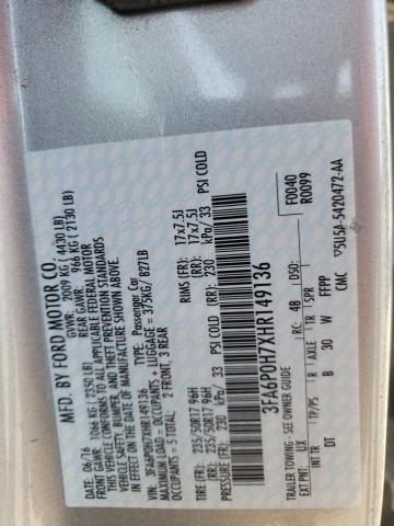 3FA6P0H7XHR149136 - 2017 FORD FUSION SE SILVER photo 12