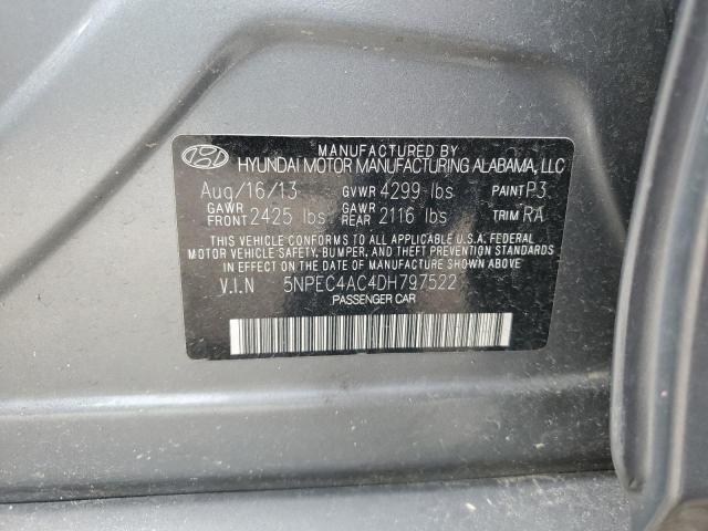 5NPEC4AC4DH797522 - 2013 HYUNDAI SONATA SE SILVER photo 12