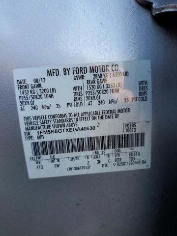 1FM5K8GTXEGA40630 - 2014 FORD EXPLORER SPORT SILVER photo 14