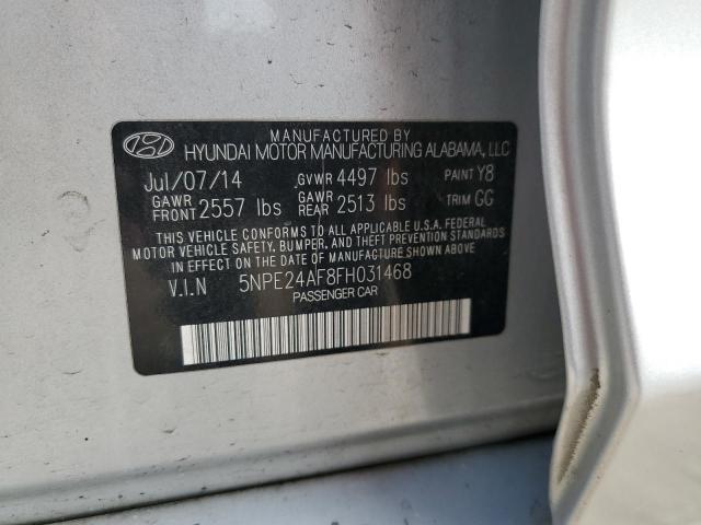 5NPE24AF8FH031468 - 2015 HYUNDAI SONATA SE SILVER photo 12