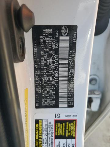 4T1B11HK6KU167875 - 2019 TOYOTA CAMRY L WHITE photo 12