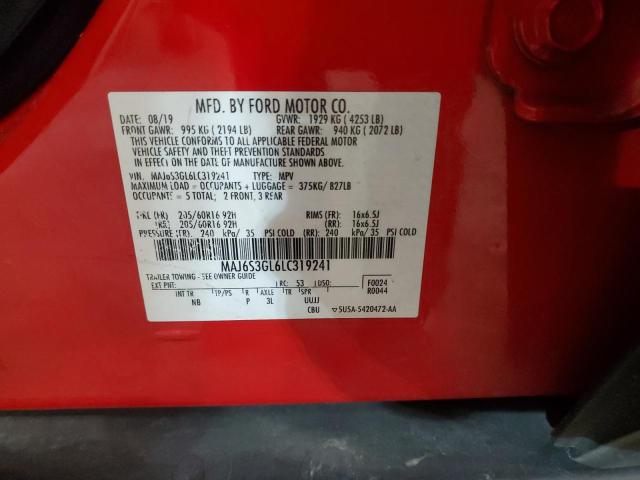 MAJ6S3GL6LC319241 - 2020 FORD ECOSPORT SE RED photo 12