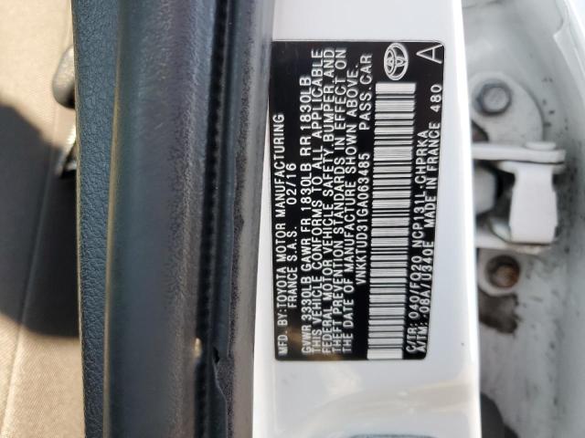 VNKKTUD31GA063485 - 2016 TOYOTA YARIS L 白色 照片 12