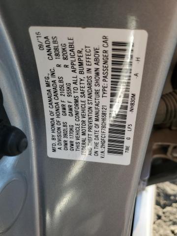 2HGFC1F78GH658121 - 2016 HONDA CIVIC EXL 银色 照片 12