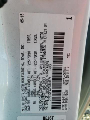 5TFCY5F12FX018874 - 2015 TOYOTA TUNDRA DOUBLE CAB SR/SR5 WHITE photo 12