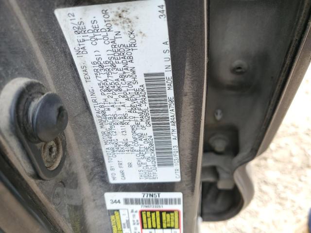 5TFJU4GN8CX020624 - 2012 TOYOTA TACOMA DOUBLE CAB PRERUNNER GRAY photo 13