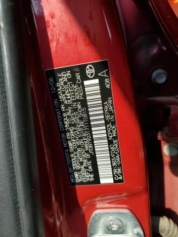 JTDBT923171110815 - 2007 TOYOTA YARIS RED photo 13