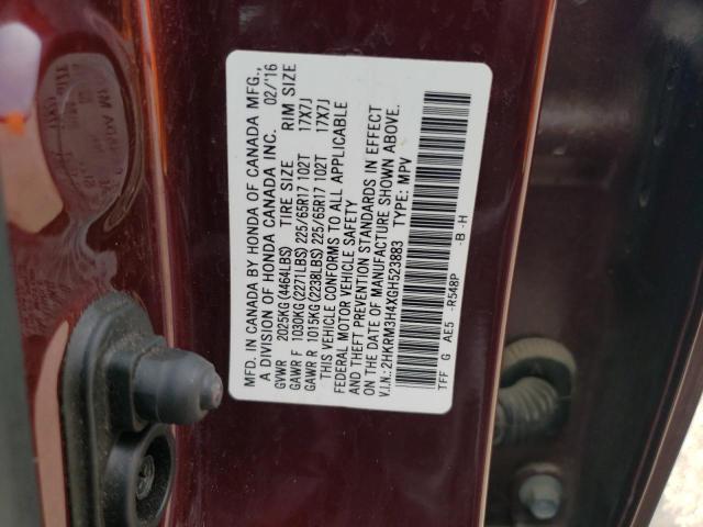 2HKRM3H4XGH523883 - 2016 HONDA CR-V SE BURGUNDY photo 13