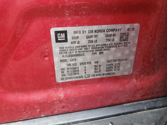 KL4CJESB9KB865413 - 2019 BUICK ENCORE PREFERRED Kırmızı fotoğraf 13