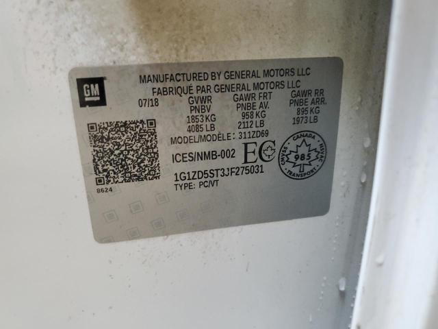 1G1ZD5ST3JF275031 - 2018 CHEVROLET MALIBU LT WHITE photo 12