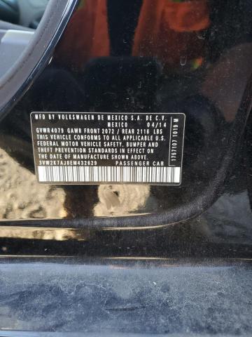 3VW2K7AJ8EM432629 - 2014 VOLKSWAGEN JETTA BASE BLACK photo 12