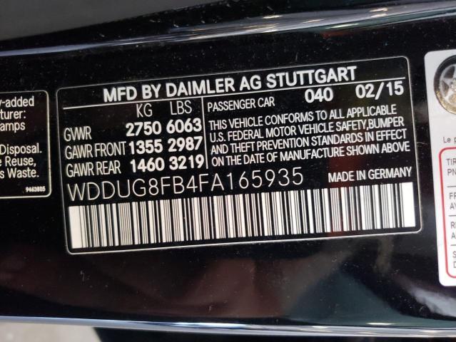 WDDUG8FB4FA165935 - 2015 MERCEDES-BENZ S 550 4MATIC BLACK photo 12