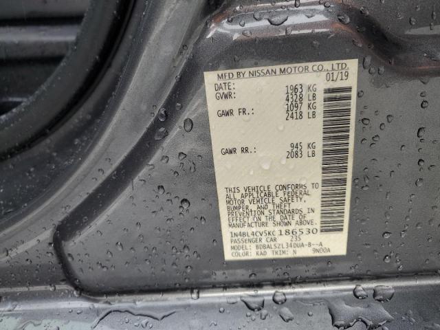 1N4BL4CV5KC186530 - 2019 NISSAN ALTIMA SR GRAY photo 13