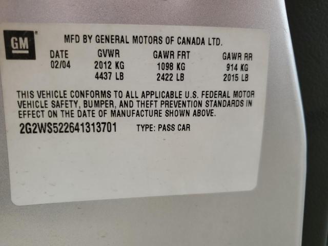 2G2WS522641313701 - 2004 PONTIAC GRAND PRIX GT2 ვერცხლისფერი ფოტო 12