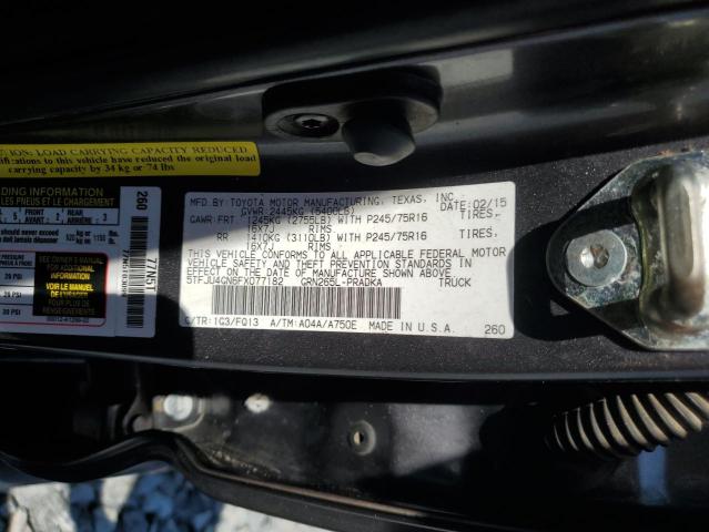 5TFJU4GN6FX077182 - 2015 TOYOTA TACOMA DOUBLE CAB PRERUNNER GRAY photo 12