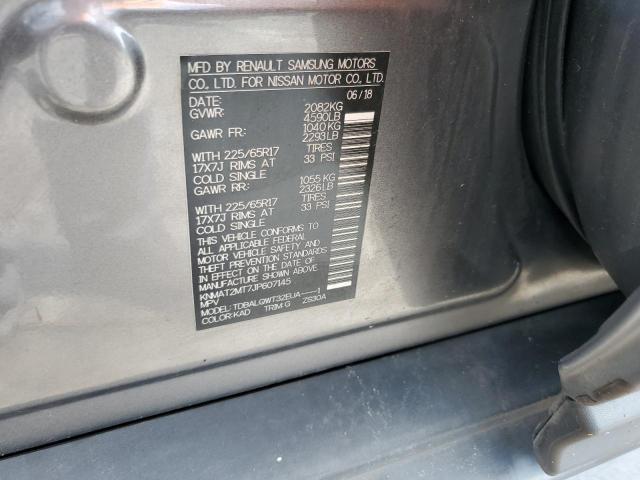 KNMAT2MT7JP607145 - 2018 NISSAN ROGUE S Сұр фото 12