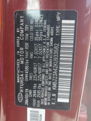 KM8J23A42KU933682 - 2019 HYUNDAI TUCSON SE RED photo 13