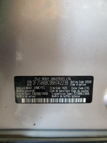 JF2SHABC9BH742238 - 2011 SUBARU FORESTER 2.5X ვერცხლისფერი ფოტო 14