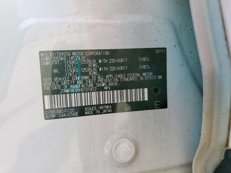 JTMWFREV8HD101812 - 2017 TOYOTA RAV4 XLE WHITE photo 13