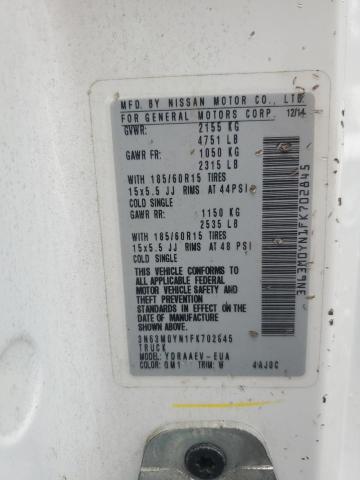 3N63M0YN1FK702845 - 2015 CHEVROLET CITY EXPRESS LS 白色 照片 14