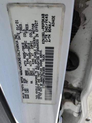 5TEGM92N11Z781855 - 2001 TOYOTA TACOMA DOUBLE CAB PRERUNNER WHITE photo 12