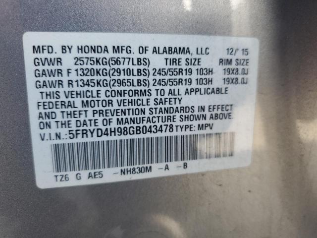 5FRYD4H98GB043478 - 2016 ACURA MDX ADVANCE SILVER photo 13