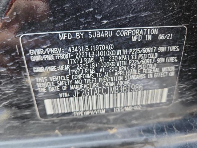 JF2GTAEC1M8361986 - 2021 SUBARU CROSSTREK PREMIUM BLACK photo 14