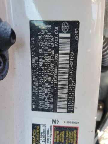 4T1BF3EK0BU637092 - 2011 TOYOTA CAMRY BASE WHITE photo 12