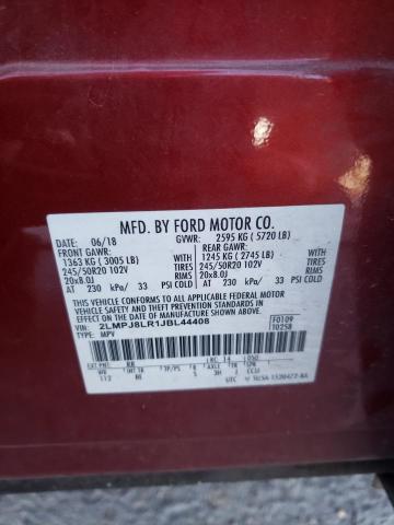 2LMPJ8LR1JBL44408 - 2018 LINCOLN MKX RESERVE Բորդո լուսանկար 13