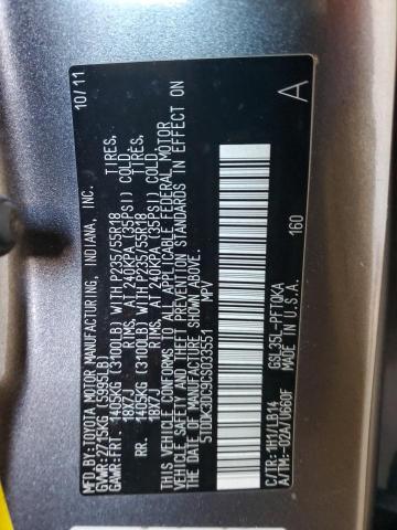 5TDDK3DC9CS033551 - 2012 TOYOTA SIENNA XLE GRAY photo 13