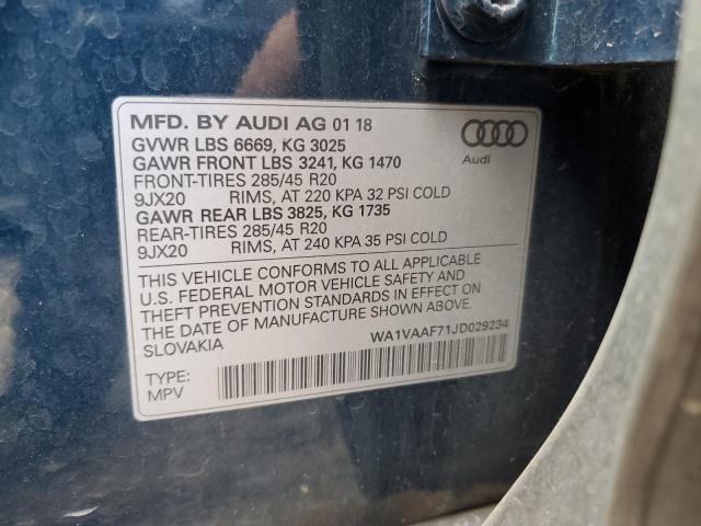 WA1VAAF71JD029234 - 2018 AUDI Q7 PRESTIGE ლურჯი ფოტო 13