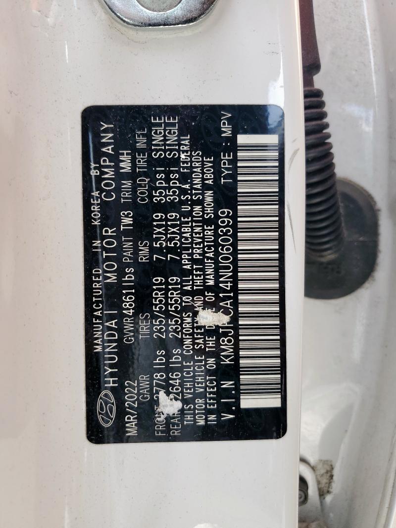 KM8JFCA14NU060399 - 2022 HYUNDAI TUCSON SEL CONVENIENCE Ağ foto 14