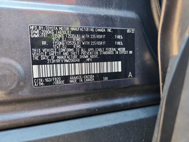 2T3H1RFV1NW206048 - 2022 TOYOTA RAV4 LE GRAY photo 13